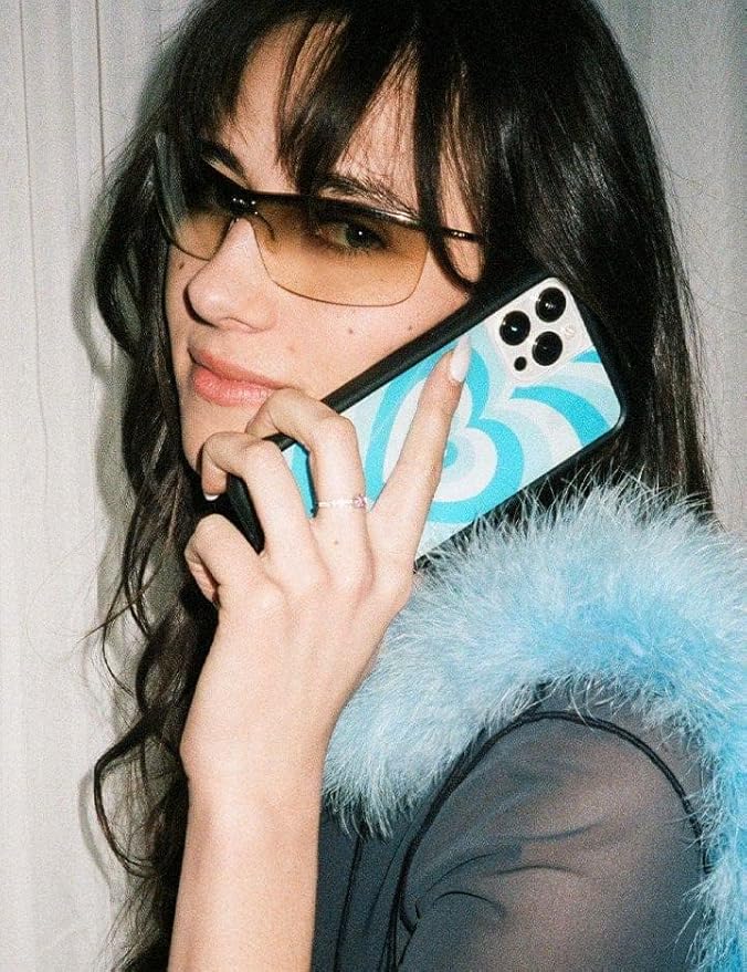Wildflower Cases - Compatible with iPhone 13 Pro | Protective Black Bumper, 6.5ft Drop Test Certified, Women Owned Small Business | Trendy Blue Heart Aesthetic | Blue Moon Latte Love