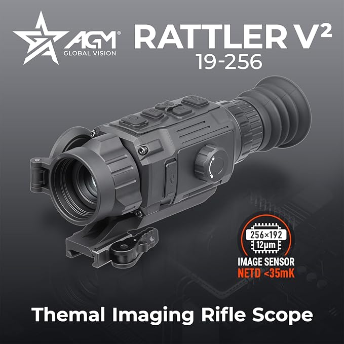 AGM Global Vision Rattler V2 Thermal Imaging Rifle Scope for Hunting. High Resolution Thermal Scope with High Sensitivity Thermal Optics IR Vision riflescope. Waterproof & Durable Design