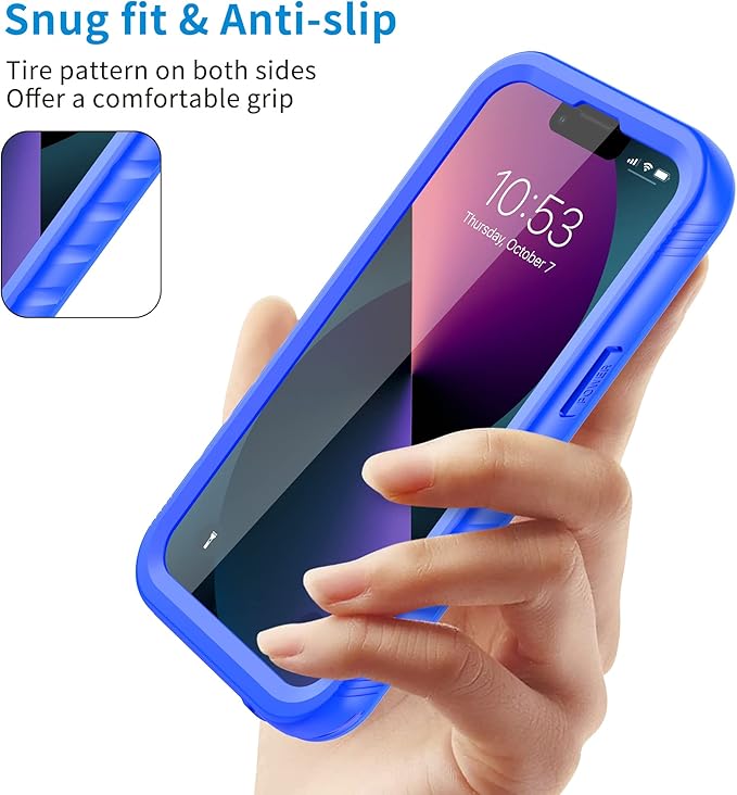 SPORTLINK Compatible with iPhone 13 Pro Waterproof Case - Full Body Shockproof Dustproof Phone Screen Protector Rugged Waterproof Case for iPhone 13 Pro 6.1 Inches Blue