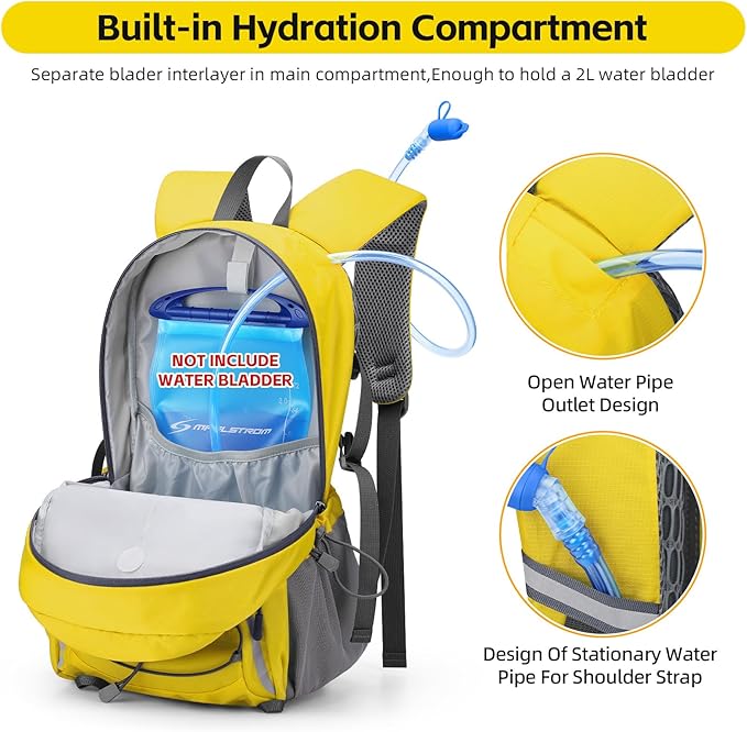 RealCool Hiking Backpack for Men Women,20L Lightweight Waterproof Travel Camping Backpack Hiking Daypack for Cycling Running,Yellow