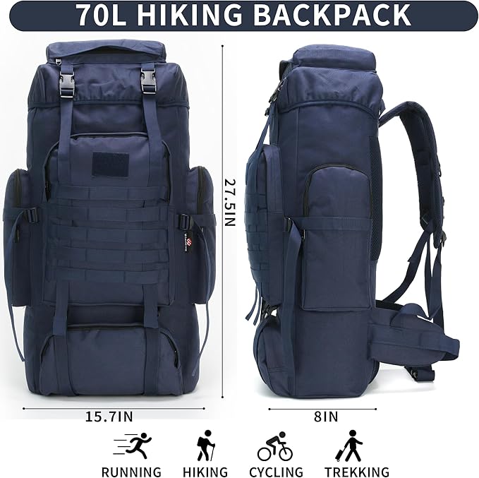 Hiking Backpack for Men 70L/100L Camping Backpack Military Rucksack Molle 3 Days Assault Pack for Climbing | Camping Backpack, 3 Days Assault Pack, for Climbing