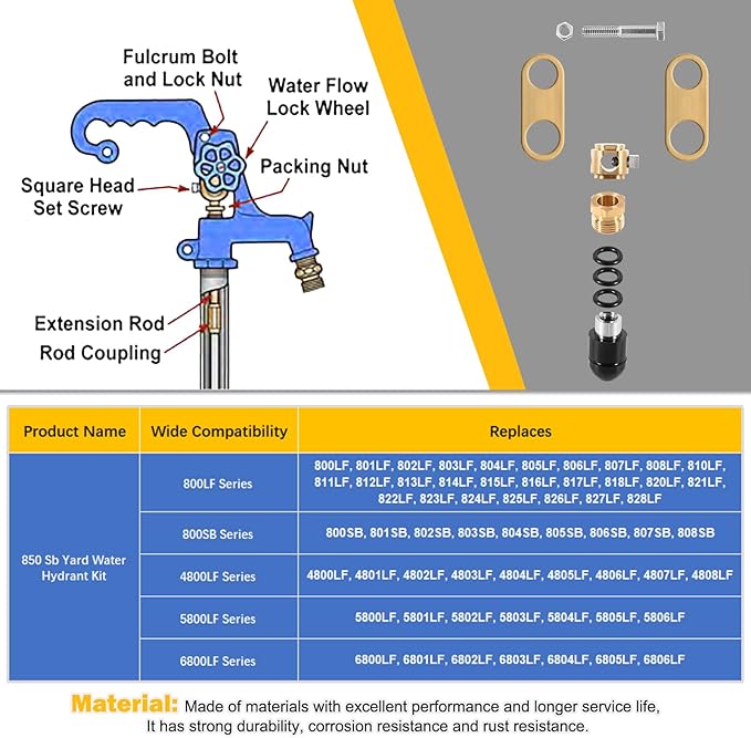 850 Sb Parts Kit Yard Water Hydrant Repair Kits 9401324 & 8842 Plunger fits for Simmons 800LF 800SB 4800LF 5800LF 6800LF Prevent Hydrant Leak Water Hydrant Repair Kit Replace for 850SB