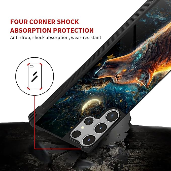 for Samsung Galaxy S26 Ultra Case,Graphic Design for Girl Boy Soft Silicone Hard Acrylic Shock Protection Designed for Samsung Galaxy S26 Ultra Star Cave Hungry Wolf Pattern