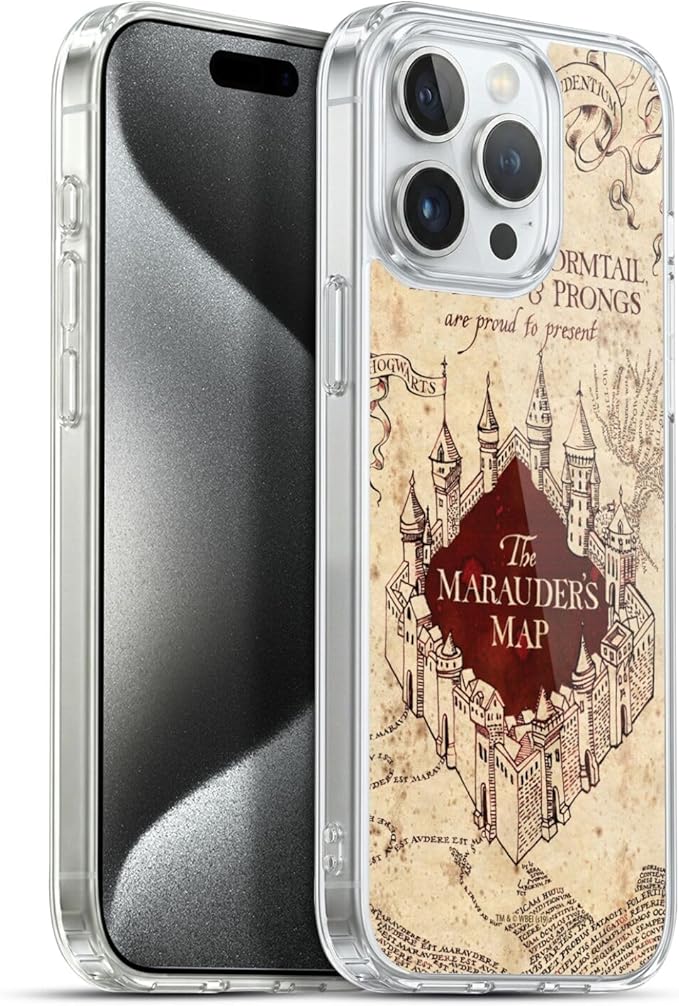 Head Case Designs Officially Licensed Harry Potter The Marauder's Map Prisoner of Azkaban II Gel Case [Military Grade Protection] Compatible with Apple iPhone 15 Pro Max and Compatible with MagSafe