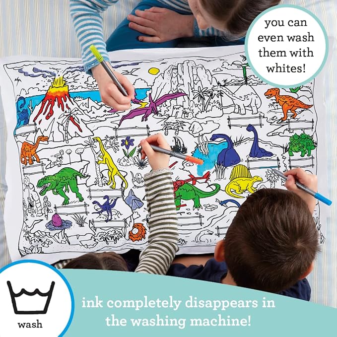 Coloring Pillowcase for Kids – Reusable DIY Pillow Cover with Washable Markers, Educational Arts & Crafts Activity for Boys & Girls, Fun Gift for Creative Play, Machine Washable - eatsleepdoodle