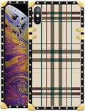 Compatible with iPhone Xs Max Case, Black Red Beige Stripes Luxury Golden Decoration for Girl Women Soft TPU Shockproof Protective Hard PC Back for iPhone Xs Max