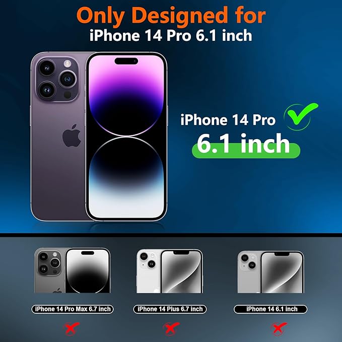 SPIDERCASE Only Designed for iPhone 14 Pro Case Waterproof,Built-in Lens & Screen Protector, Full Heavy Duty Protection,12FT Military Shockproof, Dustproof, Anti-Scratched Phone Case,Black/Clear