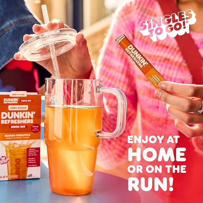 Dunkin’ Refreshers Singles To Go! Powdered Drink Mix, 40 Ct Variety Pack, 40 Single-Serve Packets, Energy from Green Tea, Aspartame-Free, No Synthetic Colors, Naturally and Artificially Flavored, Just Add Water