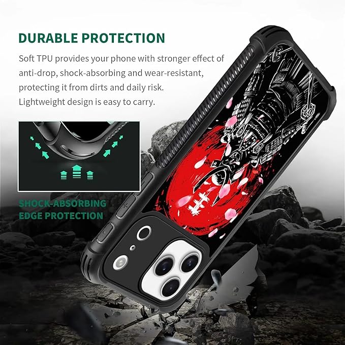 for iPhone 17 Pro Max Case,for MagSafe Graphic Design for Girl Boy Soft Silicone Hard Acrylic Shock Protection Designed for iPhone 17 Pro Max Sakura Japanese Samurai Pattern