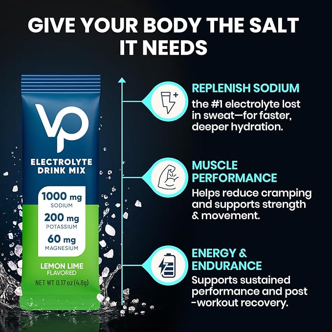 Venture Pal High Sodium Sugar-Free Electrolyte Powder Packets - Hydration Packets with Sodium, Potassium & Magnesium | Zero Calories | Vegan, Keto, and Paleo Friendly | 16 Sticks