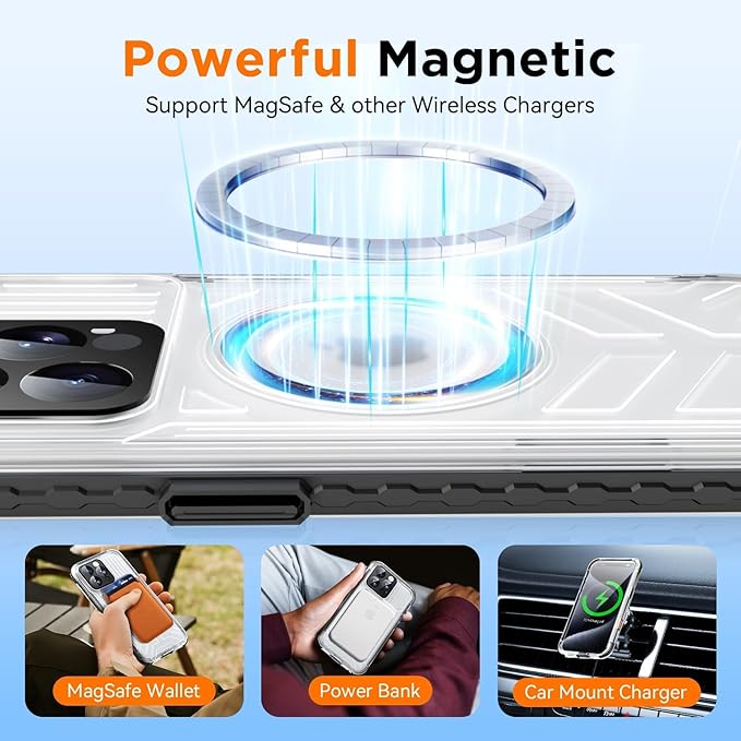 WIFORT for iPhone 15 Pro Waterproof Case, [IP68 Underwater Dustproof][Built-in Screen][15FT Military Shockproof], 360 Full Body Sealed Protection Cover Magnetic Frosted Phone Case, 6.1" Black