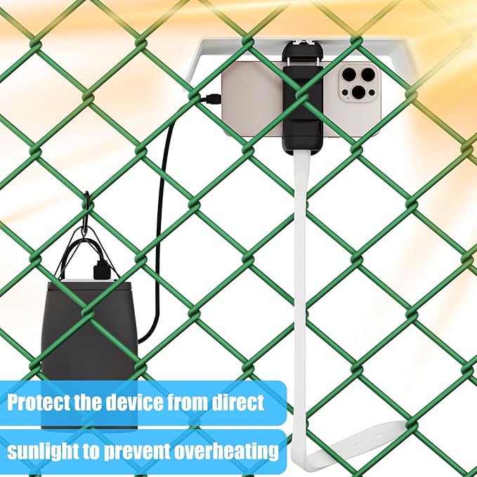 Didalo Cell Phone Fence Mount with Shade, Mounting Kit for Gamechanger for iPhone, Keep Phone from Overheating During Recording Baseball,Softball and Tennis Games in Summer