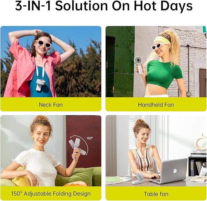 JISULIFE Handheld Fan Life7 – Ultimate Flexibility: Wide & Strong Airflow, 13H Max Cooling, 3600mAh Rechargeable, 5-Speed, LED Display, 3 IN 1 Portable Fan for Travel, Concerts, Sports Events(Grey)