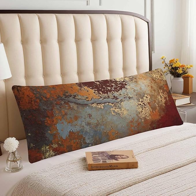 Grunge Rust Decorative Body Pillowcase 20"X54", Metal Rusty Steel Brown Outdoor Body Pillow Covers Throw Pillow Cushion Covers Oversized Body Pillow Cases for Home Patio Office