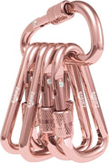 6PCS Carabiner Keychain, 2 inch Aluminum D-Clip Caribeener with Hook