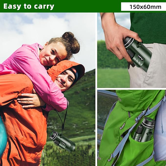 40X60 Monocular Telescope with Smartphone Holder& Tripod, High Power Nitrogen-Filled Monocular for Adults with BAK4 Prism & FMC Lens, HD Monocular Scope for Birdwatching Hiking Concert Travelling
