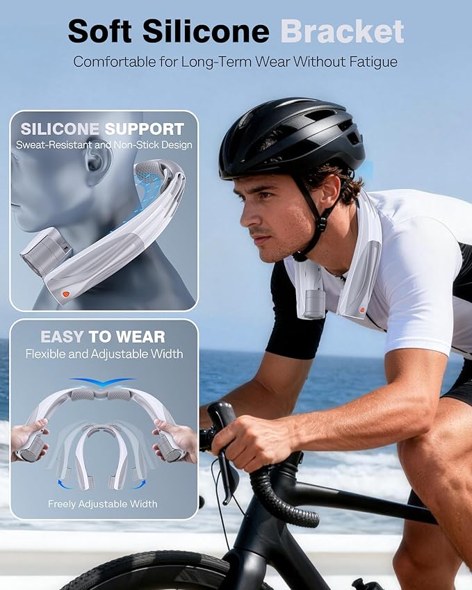 Portable Neck Fan, 6000mAh Personal Fan, 360° Cooling Rechargeable Wearable Fan, 6 Speeds Adjustable Hands Free Fan for Travel Outdoor, Office, Ideal Summer Gifts for Men Women