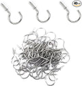 Set of 40 Nickel Plated Metallic Silver Cup Hooks - Small, 7/8 Inch Delicate Size, Versatile Threaded Ceiling Hooks & Silver Screw Hooks for Multi-Purpose Use