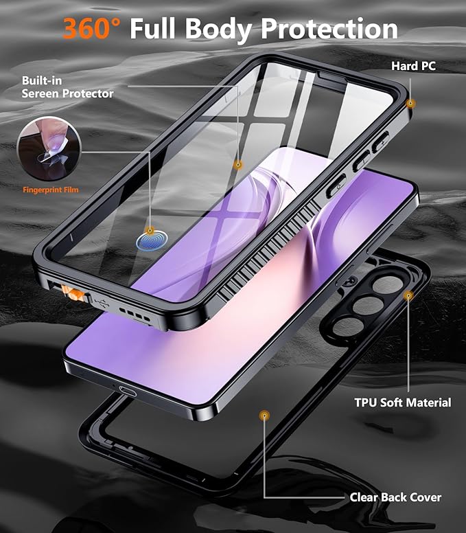 Temdan Designed for Samsung Galaxy S26 Case Waterproof, Built-in Lens & Screen Protector Military Shockproof Dropproof IP68 Underwater Full Body Phone Case for Galaxy S26 5G 6.3"-Black (2026)
