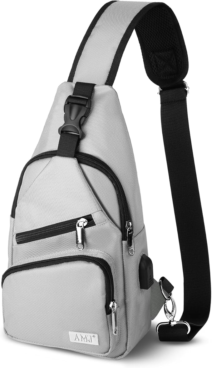 AMJ Crossbody Sling Bag Men Women, Casual Shoulder Backpack, Chest Daypack Satchel for Hiking Travel