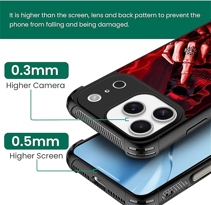 for iPhone 17 Pro Case,for MagSafe Graphic Design for Girl Boy Soft Silicone Hard Acrylic Shock Protection Designed for iPhone 17 Pro Gestures Funny Skull Pattern