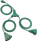 DEWENWILS Outdoor Extension Cord 1 to 2 Splitter, 19FT Total Length, 6 Grounded Outlets, 16AWG SJTW Heavy Duty Power Cord Waterproof for Landscaping Light, Holiday Decoration, Green, ETL Listed