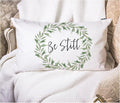 EKOBLA Rustic Be Still Rectangle Throw Pillow Case Green Olive Wreath Leaves Waist Lumber Cotton Linen Cushion Cover Oblong Rectangle Pillowcase for Men Women Home Decoration Bedroom 12x20 Inches