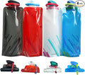 4 Pack 25oz Collapsible Water Bottles, 4 Colors Reusable Leakproof Water Bags for Drinking, Foldable Flat Water Bottles with Clasp for Outdoor Sports Camping Traveling Biking