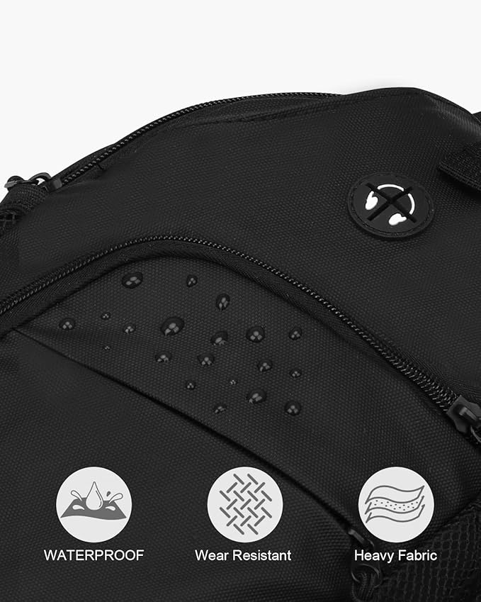 Pritent Crossbody Bags for Women Man Waterproof Sling Bag Backpack Trendy Casual Cross Body Bag with Convertible Shoulder Strap Chest Bag for Camping Hiking Travel Essentials (Coating Black, Medium)