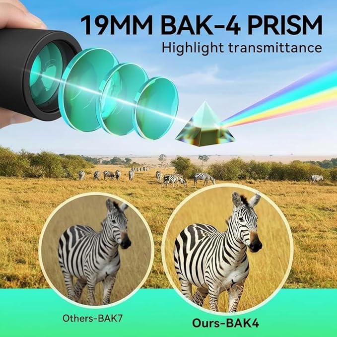 Monocular Telescope 12x50 High Powered for Adults, Waterproof Fogproof with Smartphone Adapter & Tripod, BAK4 Prism FMC Lens for Bird Watching Hunting Concerts Stargazing, Gift for Family