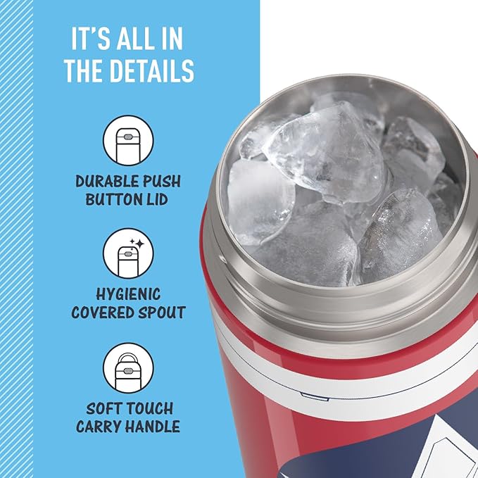 THERMOS FUNTAINER 16 Ounce Stainless Steel Vacuum Insulated Bottle with Wide Spout Lid, Captain America: Brave New World Movie