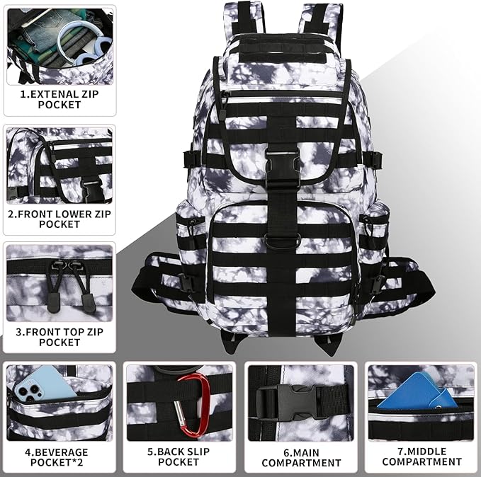 50L Military Tactical Backpack 3 Day Assault Pack Molle Daypack Hiking Backpack for Men and Women
