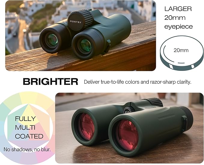 Hontry 8x42 Binoculars with IPX6 Waterproof Protection for Bird Watching, Hunting, Cruise Ship, Travel and Safari
