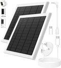 8W Solar Panel for Ring Camera, 2-Pack Solar Panel Charger Compatible with Ring Stick Up Cam Battery, Spotlight Cam Battery, Includes Barrel Plug to USB-C Adapter, IP65 Waterproof, 10ft Cable
