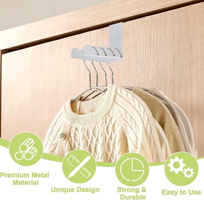 Double-Sided Over Door Coat Rack, 2Pcs Rustproof Iron Door Hooks Over Door Coat Hangers for Saving Home Space(Silver)