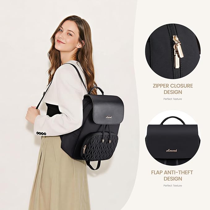 LOVEVOOK Mini Backpack for Women, Small Backpack Purse for Travel Work Cute Backpack Daypack With Anti-theft Pocket Mini Bag for Daily College Shopping, Black