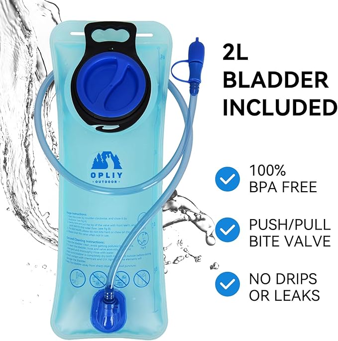 Hydration Backpack with 2L Water Bladder – Lightweight & Durable for Running, Hiking, Biking – Adjustable Fit for Men, Women, Youth