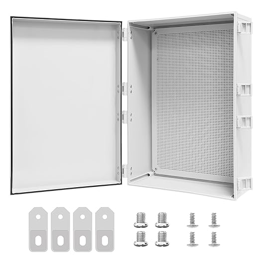Electrical Box IP65 Waterproof Dustproof ABS Plastic Enclosure, Outdoor and Indoor Project Box Hinged Cover with Mounting Plate Wall Brackets Outer Dimension 23.6"x 15.7" x 8.7", Grey