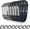 Rhino Produxs 8PCS of Lightweight Duty Snap Carabiner Clips, D Ring Shape Carabiner with 8PCS Keyring - Excellent for Outdoor, Camping, Hiking, Keychains, Water Bottle, Keychain Hook