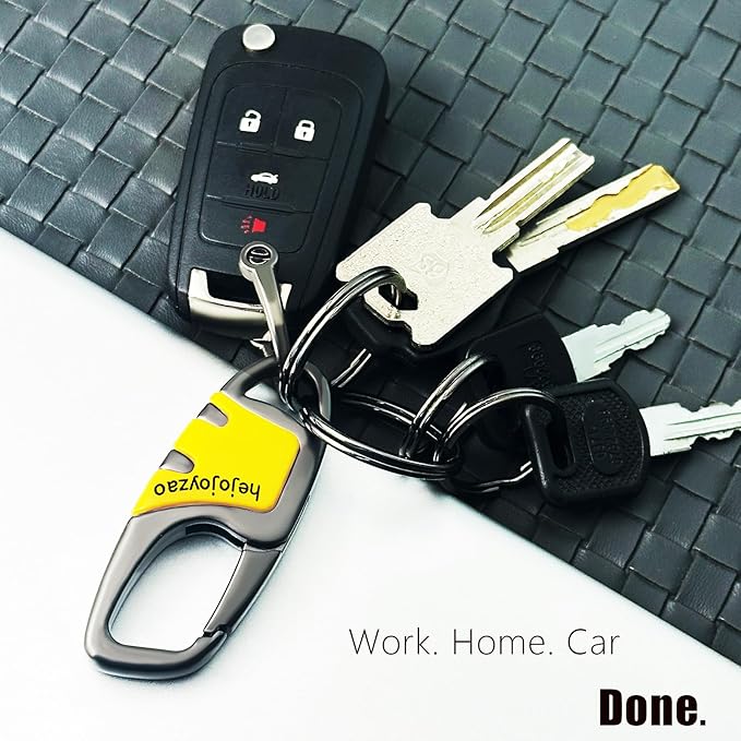 Keychain with Carabiner Clip, 4 Heavy Duty Key Rings and D Ring for Men's Car Key Fob Holder Fits Belt Loops