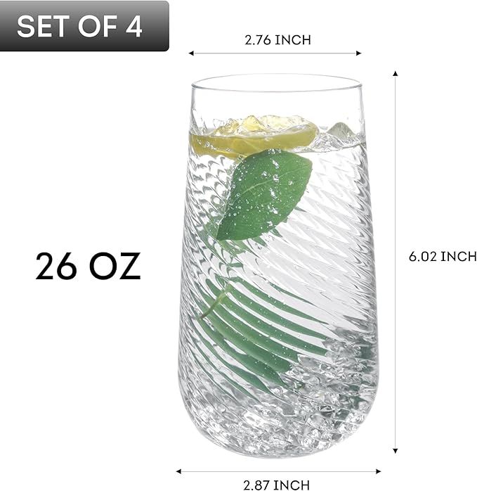 Lily's Home 26oz Plastic Drinking Tumblers - Set of 4 BPA-Free Plastic Drinking Glasses for Indoor/Outdoor - Durable Cups for Kitchen, Parties, Barbecues -Reusable Tumblers for Water, Juice, Cocktails
