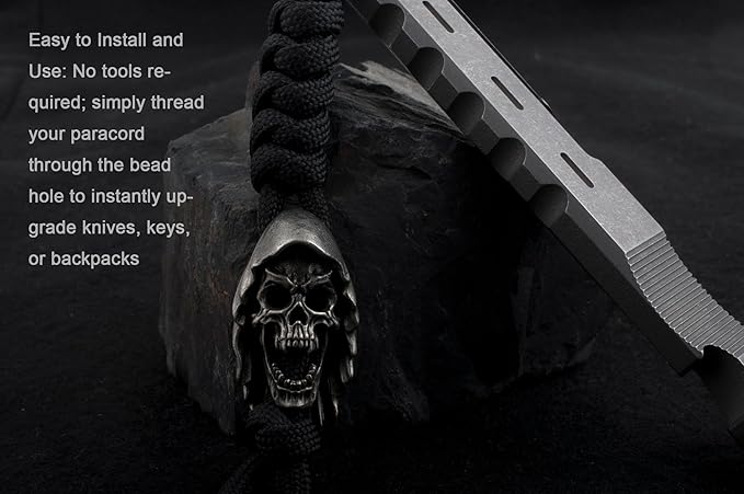 Skull Paracord Beads for DIY Craft Projects Knife Lanyards Keychains Zipper Pulls Survival Gear Accessories