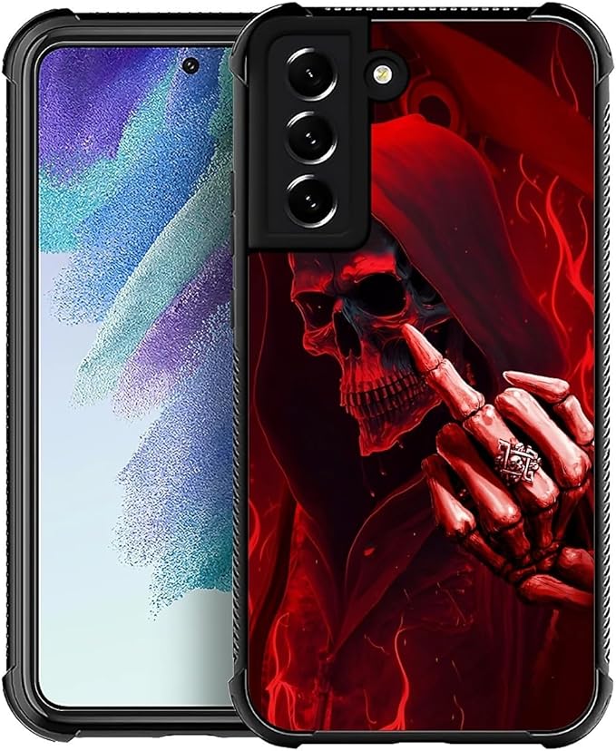 for Samsung Galaxy S22 Case, Gestures Funny Skull Pattern Graphic Design Girl Boy Soft Silicone Hard Acrylic Shock Protection for Samsung Galaxy S22