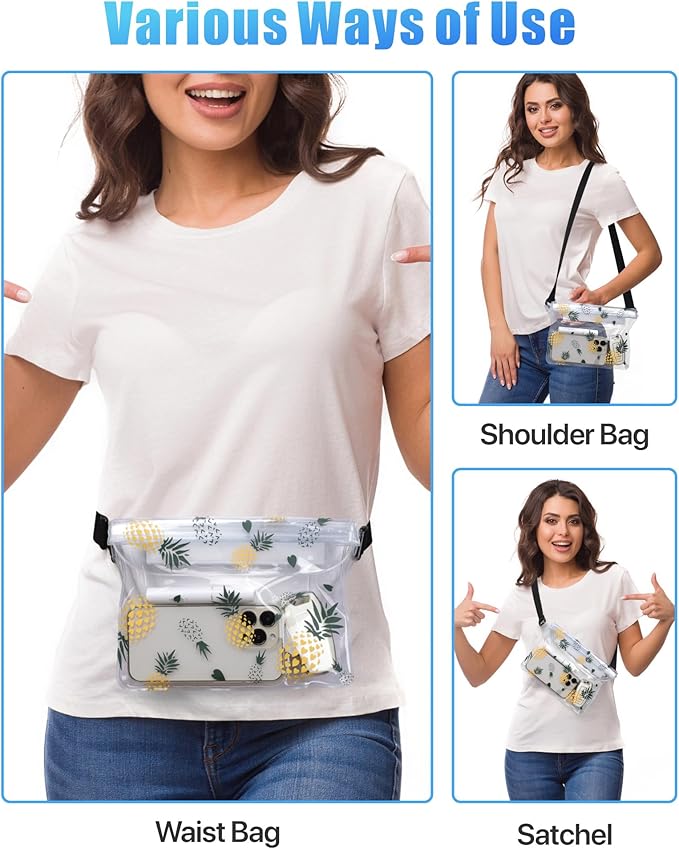 F-color Waterproof Fanny Pack - Cruise Essentials 2026 - Waterproof Pouch with Adjustable Waist Strap, Triple Zipper Roll-Top Dry Bag for Phone, Keep Passport Valuables Dry for Beach Kayaking Boating