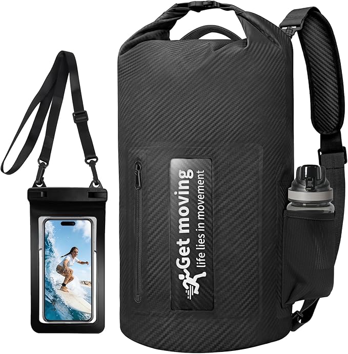 BKNOOU Dry Bag Waterproof Backpack for Women Men, 10L/20L Roll Top Dry Bags for Kayaking Waterproof Bag for Travel, Boating, Beach, Camping, Hiking & Rafting, Dry Storage Bag with Phone Pouch