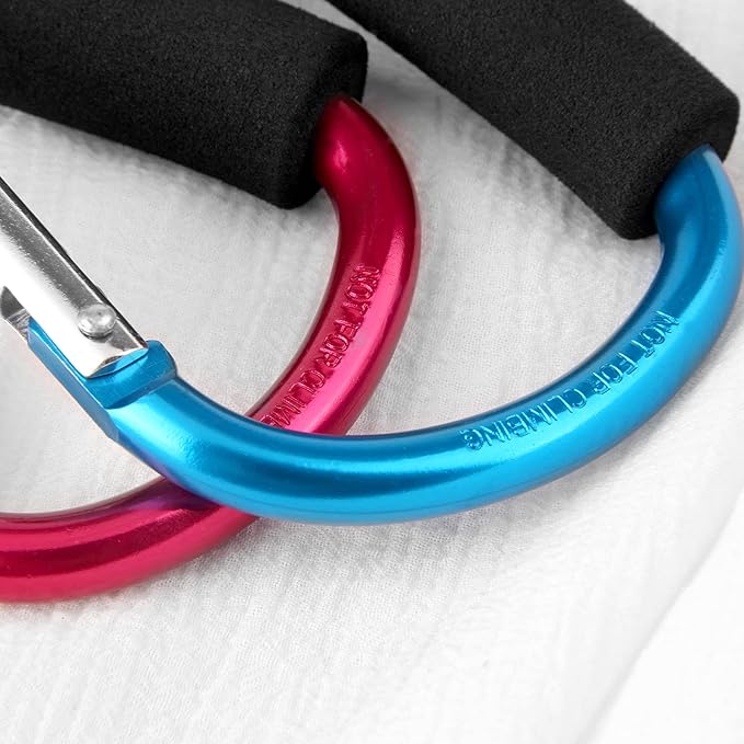 4 Pack Large Carabiner 5.5" D Style Click and Carry Bag Carrier Stroller Hooks(Light Blue and Rose red)