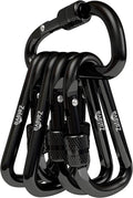 6PCS Carabiner Keychain, 2 inch Aluminum D-Clip Caribeener with Hook