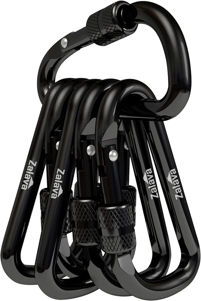 6PCS Carabiner Keychain, 2 inch Aluminum D-Clip Caribeener with Hook