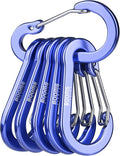Booms Fishing CC1 Multi-Use Carabiner Clip, 6 Pack Small Caribeener Clips, Mini Keychain Caribeaner Clip 2 inch, Aluminum D Ring Carabiners, Multi-colored