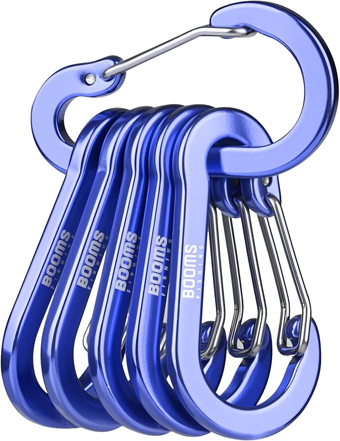 Booms Fishing CC1 Multi-Use Carabiner Clip, 6 Pack Small Caribeener Clips, Mini Keychain Caribeaner Clip 2 inch, Aluminum D Ring Carabiners, Multi-colored
